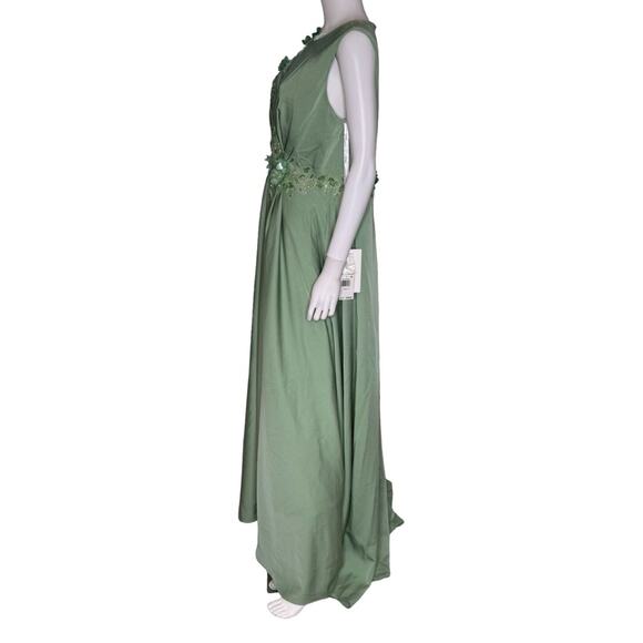 Mac Duggal Green Floral Applique Sleeveless A Line Gown 20365 Women’s Sz 12 - Picture 5 of 9